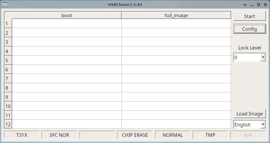 USB Cloner save configuration screen