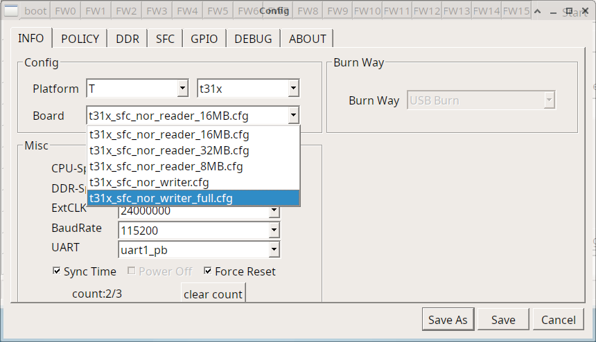 USB Cloner board configuration