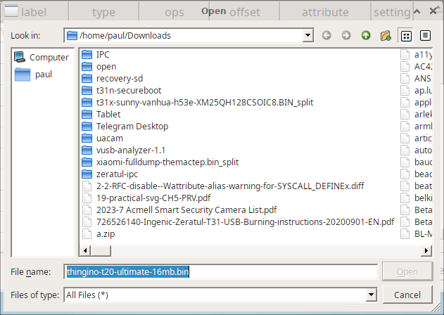 USB Cloner firmware selection dialog